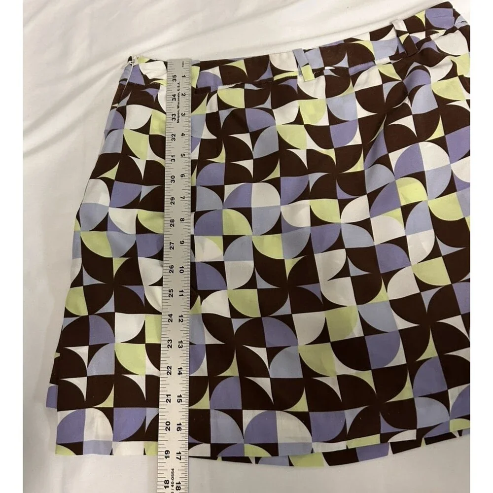 Tehama Nancy Haley Geometric Golf Tennis Pickleball Skort Pocket Women's Size 8